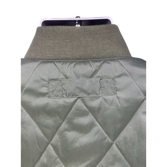Orvis Quilted Outdoor Bomber Jacket Snaps Bungee Hem Mens Size L Green-Excellent - Picture 7 of 13